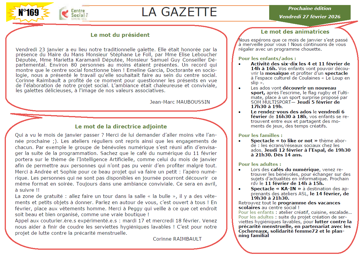 La Gazette du mois